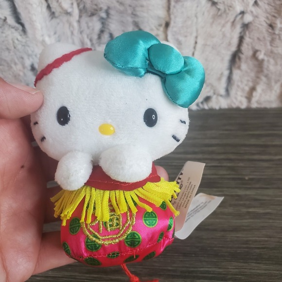 Sanrio Hello Kitty 2023 Japanese Inspired Mini 4" Plush Ornament Teal Bow - Picture 2 of 5